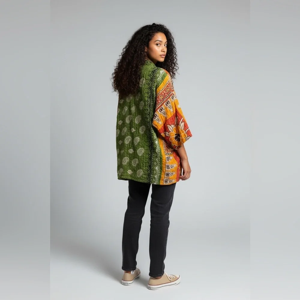 84 🌸 Kantha Colorful Patterned Jacket. handmade one size 🌸 - Picture 2 of 5